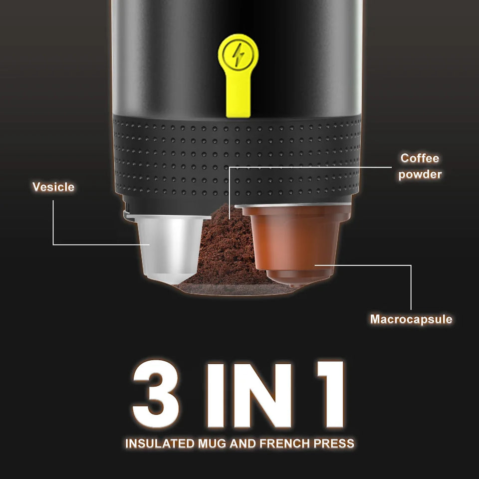 High Quality 12v 220v Mini Automatic Espresso Portable Coffee Machine Portable Espresso Maker with Adaptor,car Charging Cable