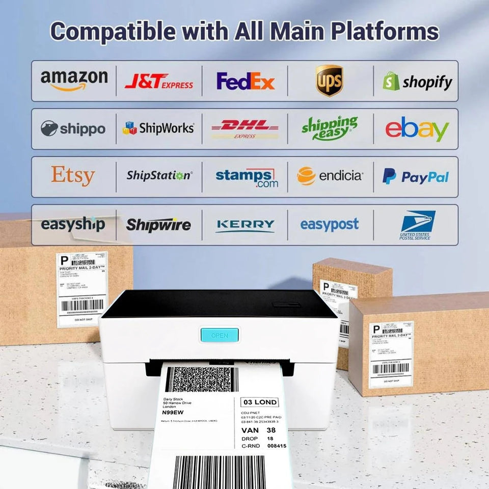 4 Inch Logistics Courier Order Sku Mail 100 X 150 Inkless Barcode QR Code Shipping Label Printer 4X6 Blue Tooth Thermal Printers