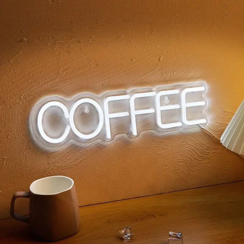 1pc USB Powered COFFEE LED Neon Light Sign Wall Table Decor for Bedroom Kids Room Bar Wedding Party Decoration