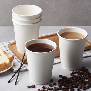 12oz Disposable Double Wall Paper Hot Drinking Cups Takeaway Leakproof Paper Coffee Cup (500pcs/case)