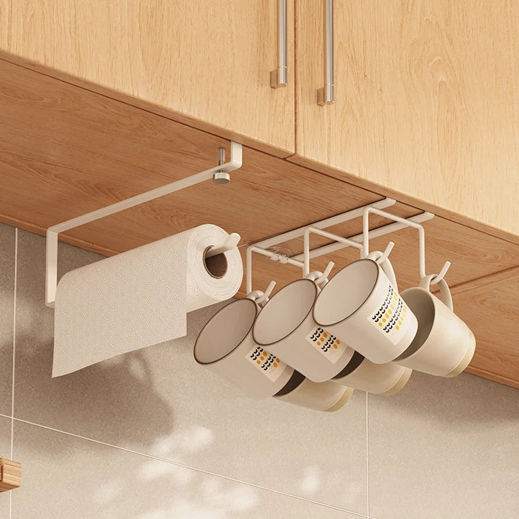 Punch-free Cabinet Lower Hook Kitchen Storage Coffee Cup Kitchen Utensils Hanger Upside Down Drip Cup Rack