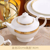 Luxury Nordic Embossed Gold Dinner Set Porcelain Bowl Dishes Plates Coffee Cup Teapot Tableware Sets