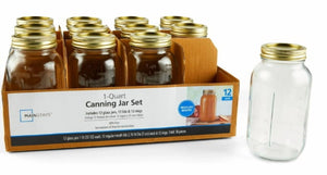 Large 32 Oz Mason Jars 12Pk, Regular Mouth Quart Canning Jars and Lids, Bulk Glass Jars for Canning Whole Fruits, Jarring Tomatoes, Pantry Organization, Home Décor