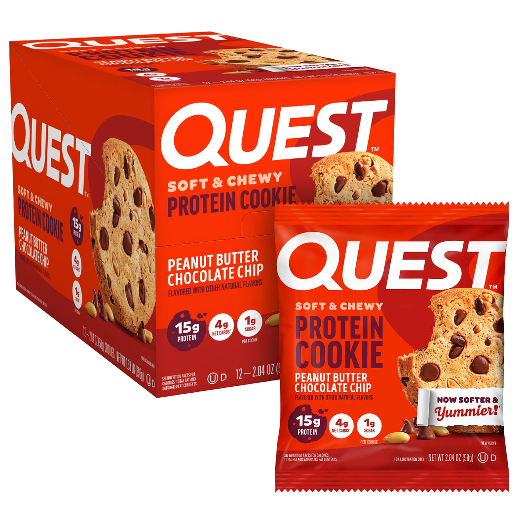 Quest Protein Cookie, Keto Friendly, Peanut Butter Chocolate Chip Flavored, Soft and Chewy, 12 Count