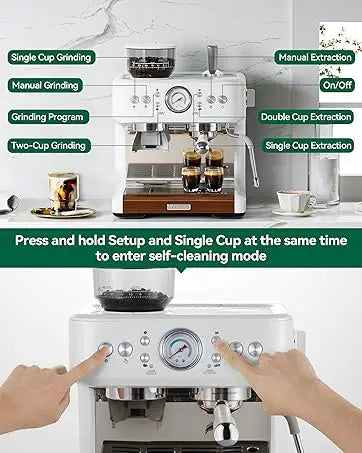 Coffee and Espresso Maker Combo All in One Coffee Machine, 20 Bar Cafe Espresso Machine with Milk Frother for Latte Cappuccino