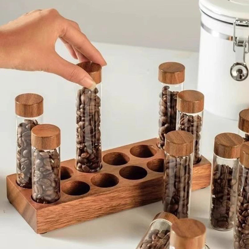 Coffee Bean Display Stand, Coffee Bean Storage, High Borosilicate Coffee Bean Display Stand, for Kitchen, Airtight Coffee Bean.