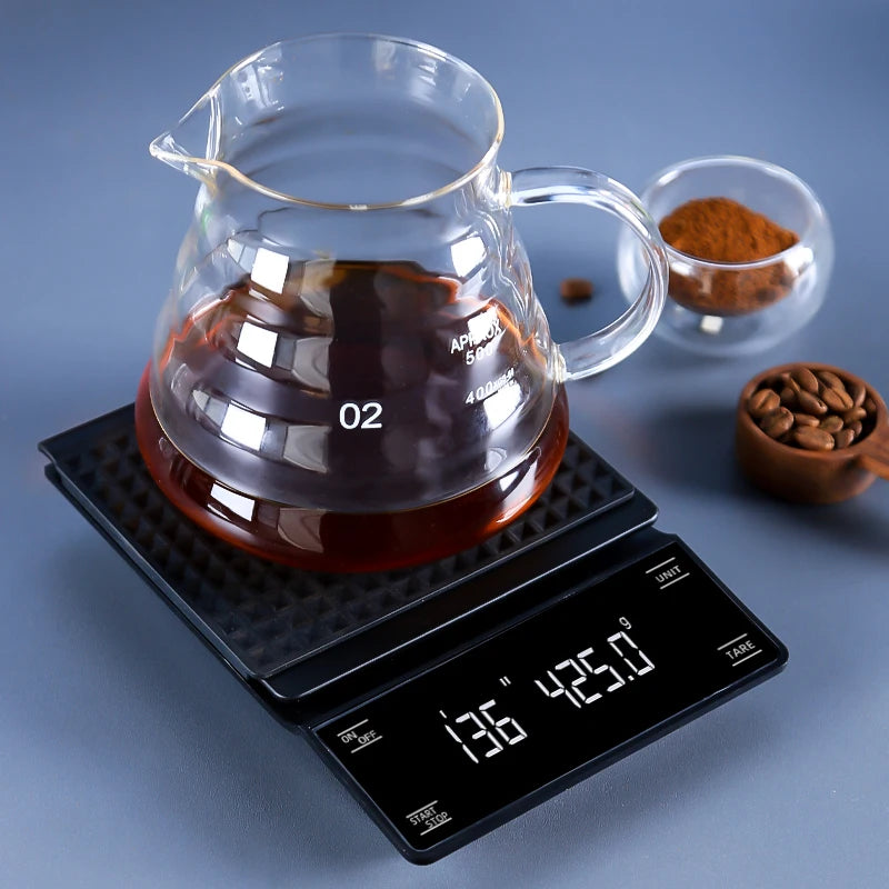 Coffee Scale with Timer 0.1g High Precision Digital Rechargeable for Pour-Over Coffee Espresso Portable Scale for Kitchen Use