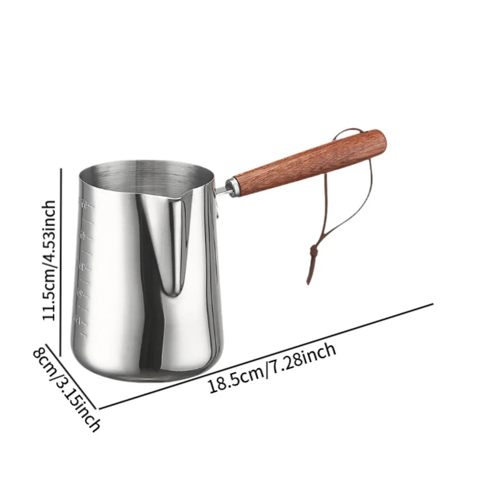 Turkish Warmer Coffee Pot Boiling Pot with Spout Chocolate Melting Pan Milk Frothing Pitcher for Home Kitchen Bar Restaurant