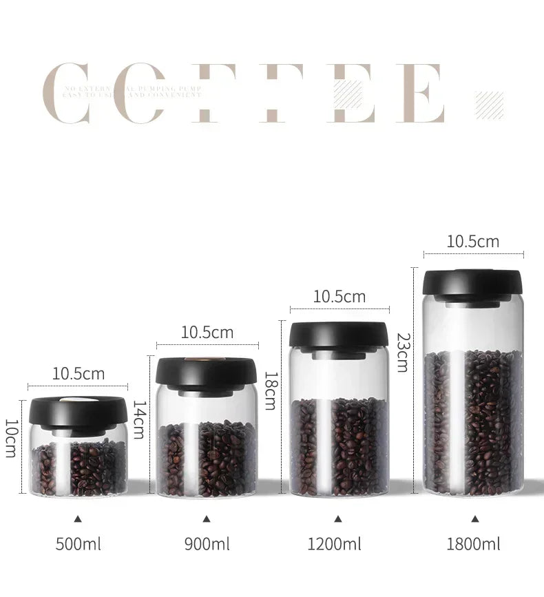 Coffee Can Manual Vacuum Moisture-proof Storage Jar Kitchen High Borosilicate Glass Tea Jar Coffee Bean Storage Sealed Jar