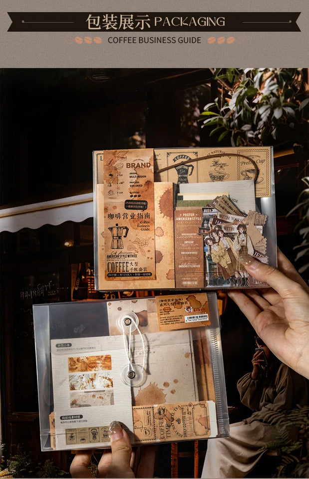 125piece Scrapbook Paper Coffee Business Planner Kit Professional Coffee Shop Worksheets Log Sheets Notebooks Memo Collage