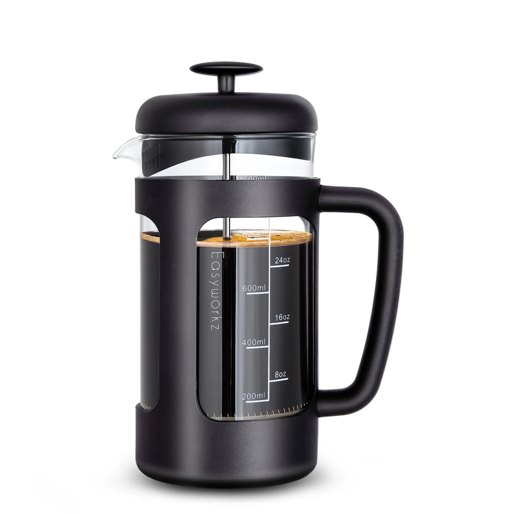 Easyworkz French Press  Coffee Tea Maker with Borosilicate Glass,Soft Grip Handle