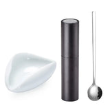 Coffee Bean Dosing Cup and Spoon Set Ceramic Dosing Vessel Measuring Tray Kit for Coffee Accessories Bar Dosing Vessel Tool