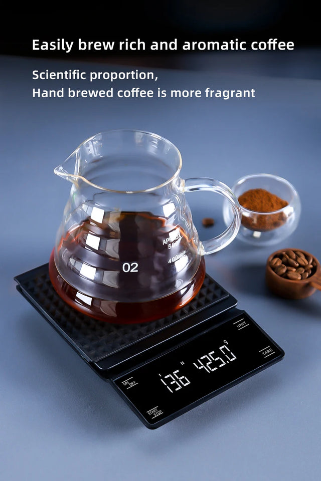 Coffee Scale with Timer 0.1g High Precision Digital Rechargeable for Pour-Over Coffee Espresso Portable Scale for Kitchen Use