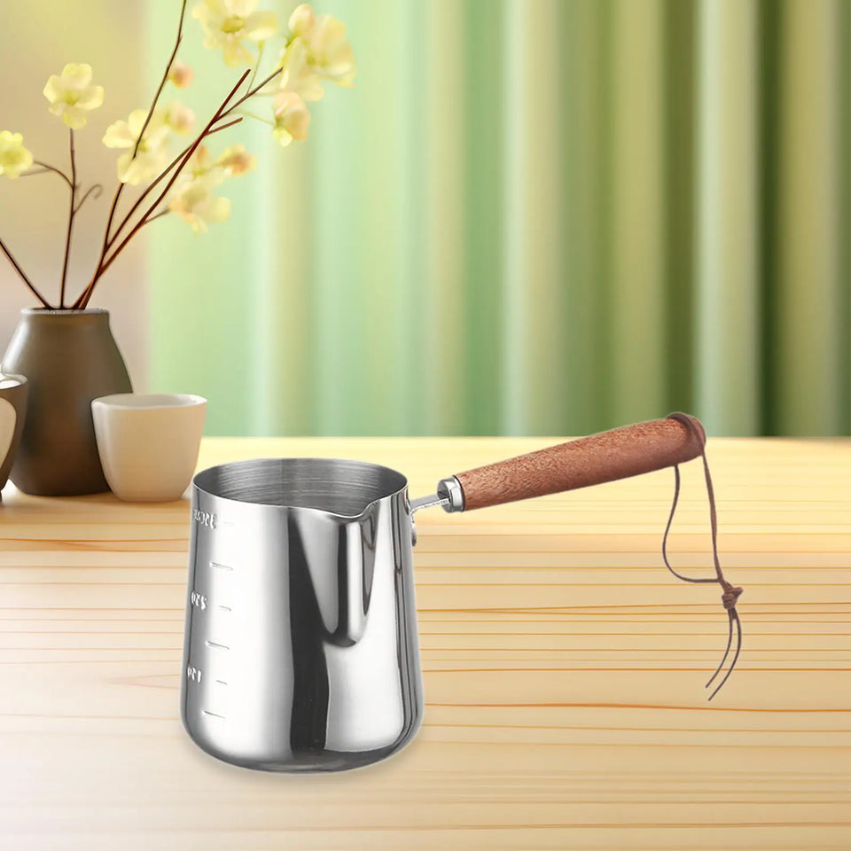 Turkish Warmer Coffee Pot Boiling Pot with Spout Chocolate Melting Pan Milk Frothing Pitcher for Home Kitchen Bar Restaurant