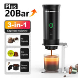 Portable 3-In-1 Coffee Machine Hot And Cold Water Manual Espresso Machine Compatible With Capsules And Powders Of All Sizes
