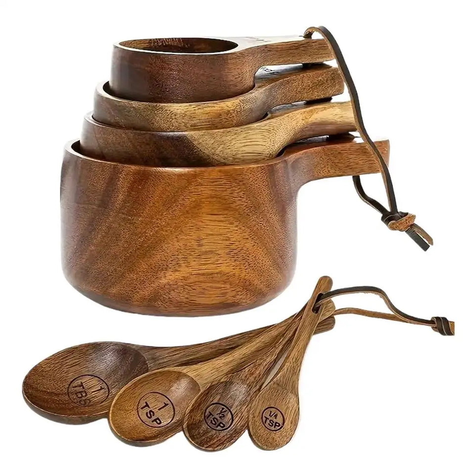 Wooden Measuring Cups And Spoons Set Farmhouse Wooden Coffee Scoop Coffee Beans Sugar Salt Seasoning Scoop Honey Measuring