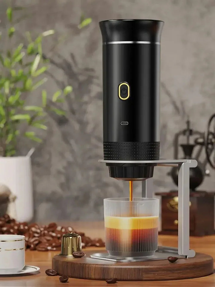 Portable 3-In-1 Coffee Machine Hot And Cold Water Manual Espresso Machine Compatible With Capsules And Powders Of All Sizes