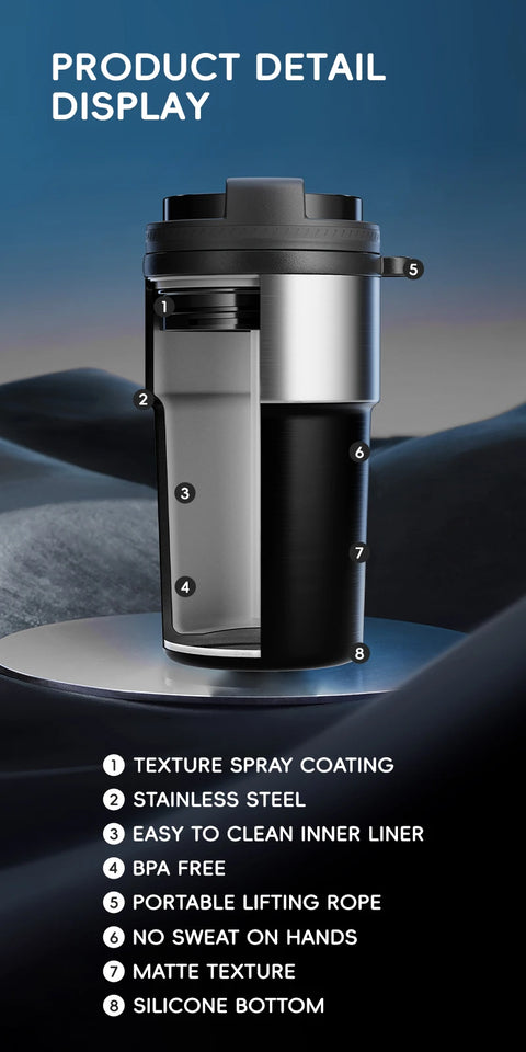 Coffee Cup Cold And Hot Insulated With Filter Chamber Office And Leisure Stainless Steel Cup  Ice Cubes Hold