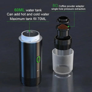Portable 3-In-1 Coffee Machine Hot And Cold Water Manual Espresso Machine Compatible With Capsules And Powders Of All Sizes
