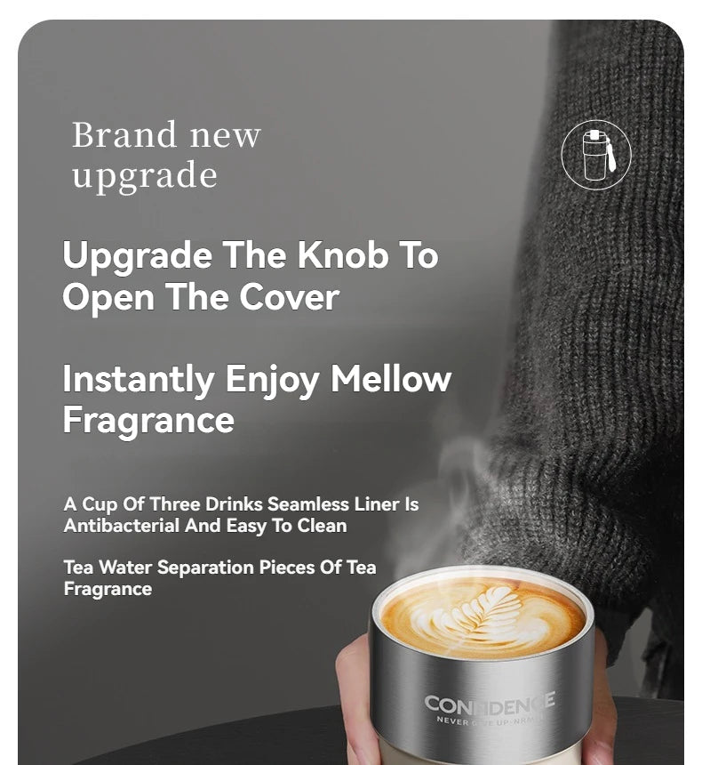 Coffee Cup Cold And Hot Insulated With Filter Chamber Office And Leisure Stainless Steel Cup  Ice Cubes Hold