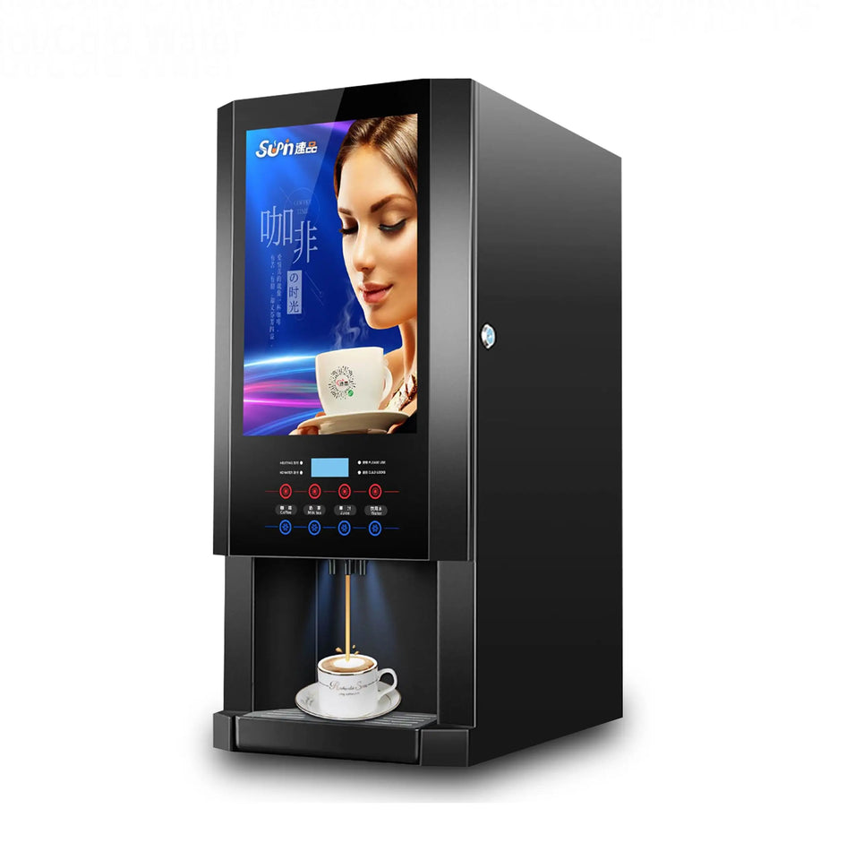 Automatic 3 hot 3 cold instant coffee machine self-service drinks fully automatic coffee vending machine