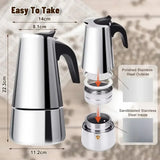 Coffee Maker Moka Pot 50ml-600ml Stainless Steel Cafe Percolator Maker, Italian Coffee Machine Fit Induction Cookers Coffeeware