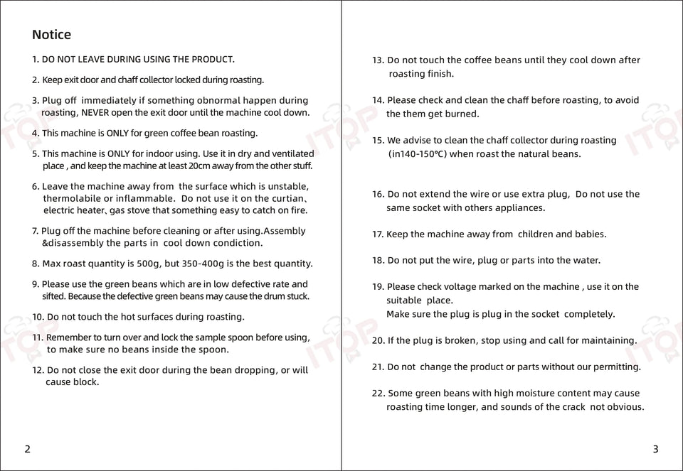 ITOP CBR Electric Coffee Bean Roaster Commercial Roaster Automatic Roasting Machine with 3 Baking Curve Grain Dryer 110V 220V