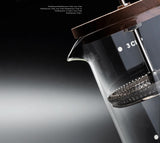 Coffee Pot French Press Coffee Maker Black Walnut Tea Brewer High Borosilicate Glass Coffee Pot  Coffee Accessories