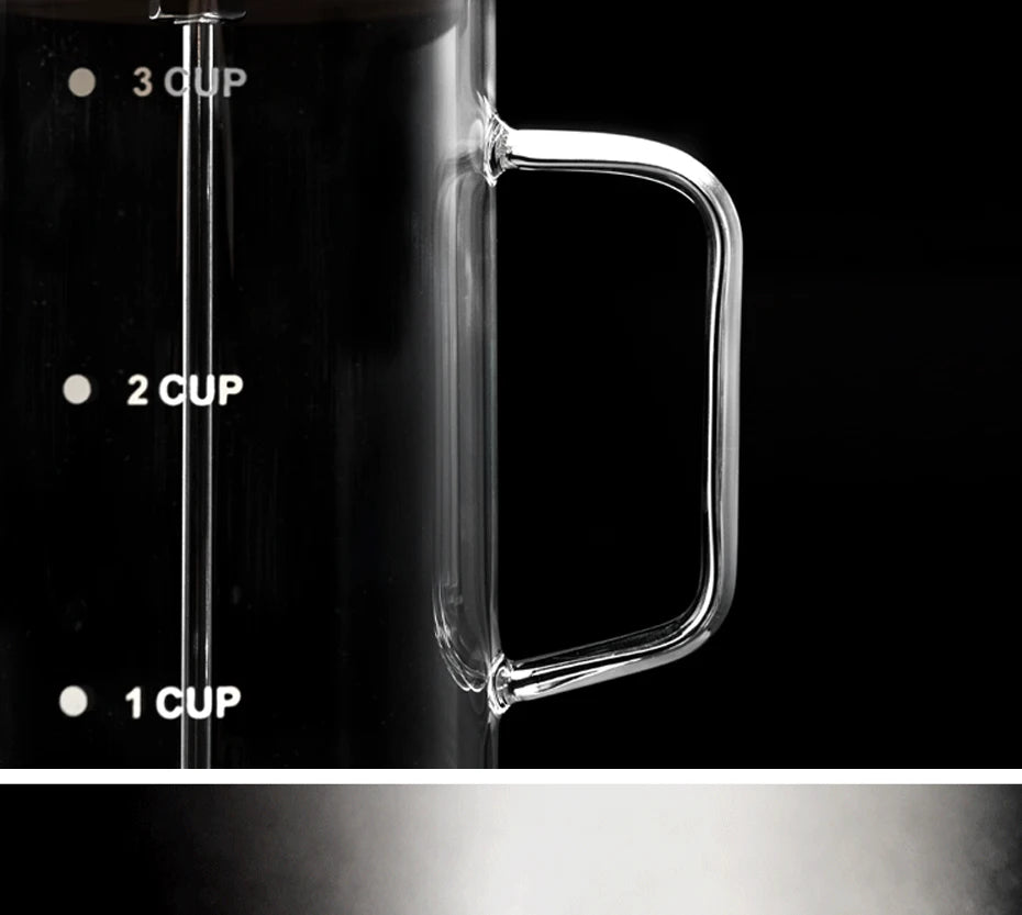 Coffee Pot French Press Coffee Maker Black Walnut Tea Brewer High Borosilicate Glass Coffee Pot  Coffee Accessories