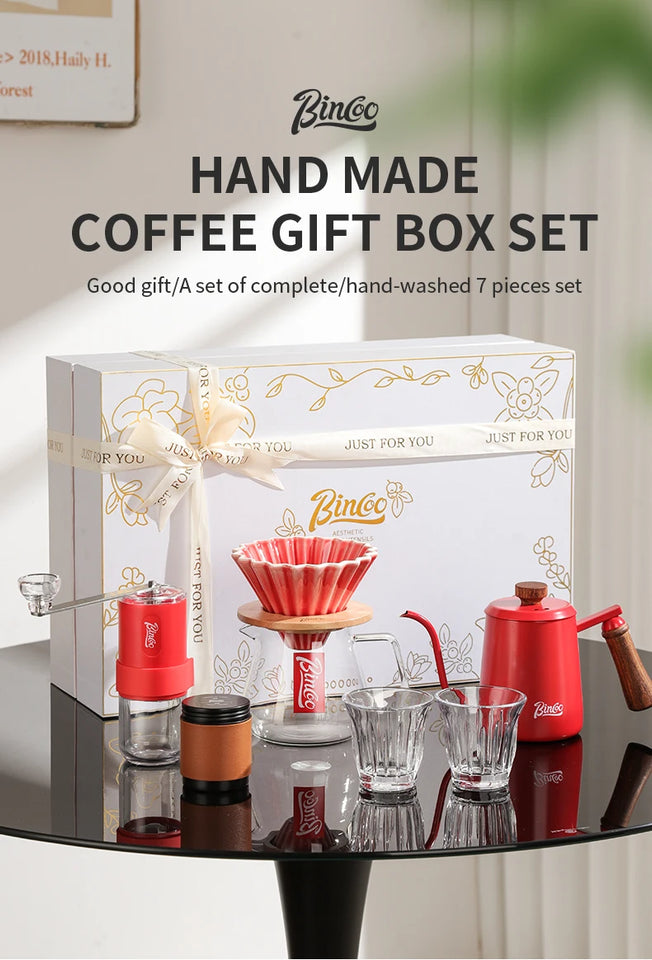 Bincoo Hand Brewed Coffee Pot，Ceramics Filter Cup， Sharing Pot，Hand Brewed Coffee Gift Box Set，Home Barista Kitchen Accessories