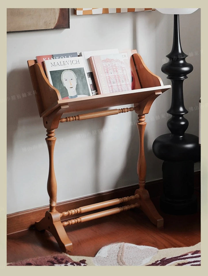 Solid Wood Art Shelf Display Stand Living Room Floor Display Rack Magazine Rack Organizer Small Bookcase Room Wooden Furniture