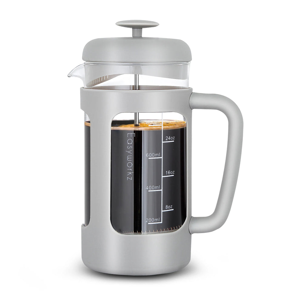 Easyworkz French Press  Coffee Tea Maker with Borosilicate Glass,Soft Grip Handle