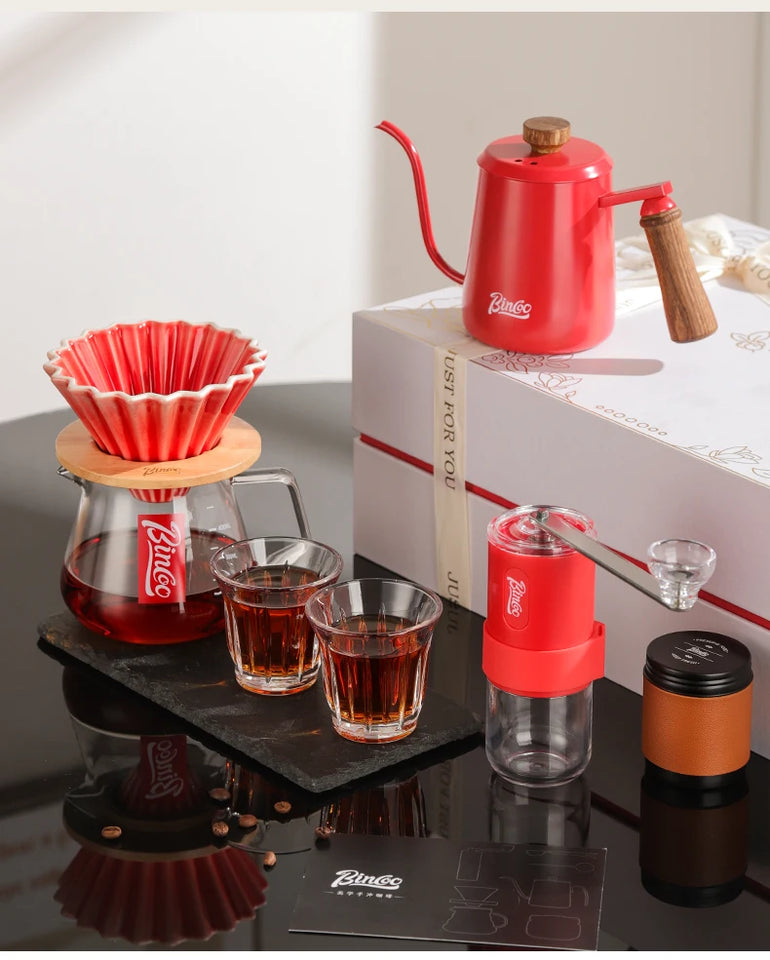 Bincoo Hand Brewed Coffee Pot，Ceramics Filter Cup， Sharing Pot，Hand Brewed Coffee Gift Box Set，Home Barista Kitchen Accessories
