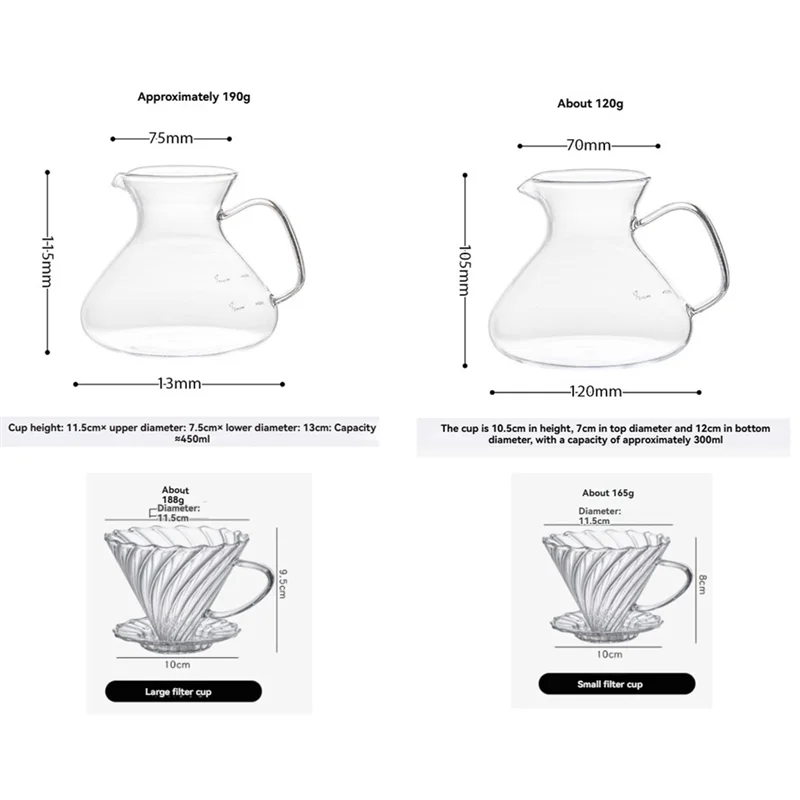 A52Q-Coffee Maker Set With Pour Over Function Coffee Sharing Pot Featuring Scale And Filter Cup For Home Or Office 450ML