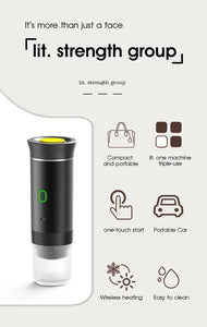 Portable 3-In-1 Coffee Machine Hot And Cold Water Manual Espresso Machine Compatible With Capsules And Powders Of All Sizes
