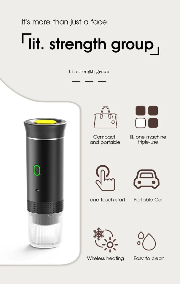 Portable 3-In-1 Coffee Machine Hot And Cold Water Manual Espresso Machine Compatible With Capsules And Powders Of All Sizes