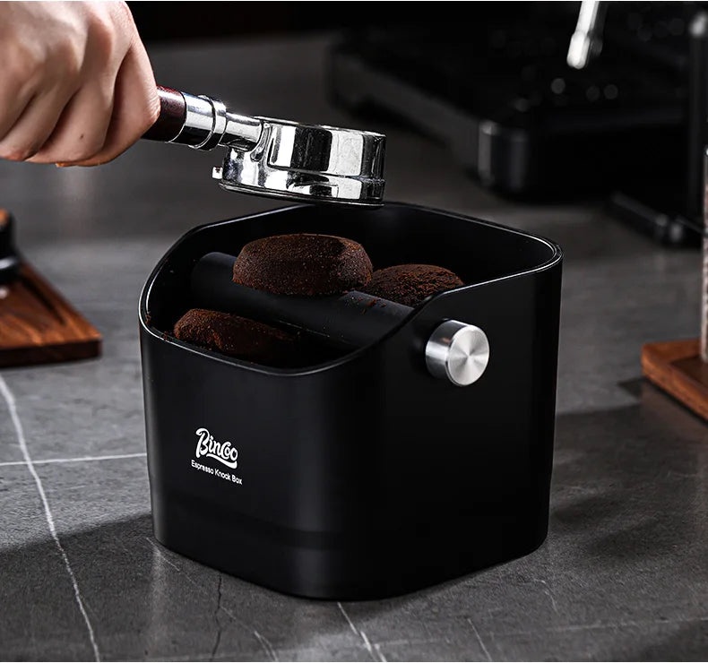 Bincoo Coffee Knock Box Espresso Grounds Container Dump Bin Bucket Anti Slip Powder Beveled Residue Home Cafe Bar Barista Tools