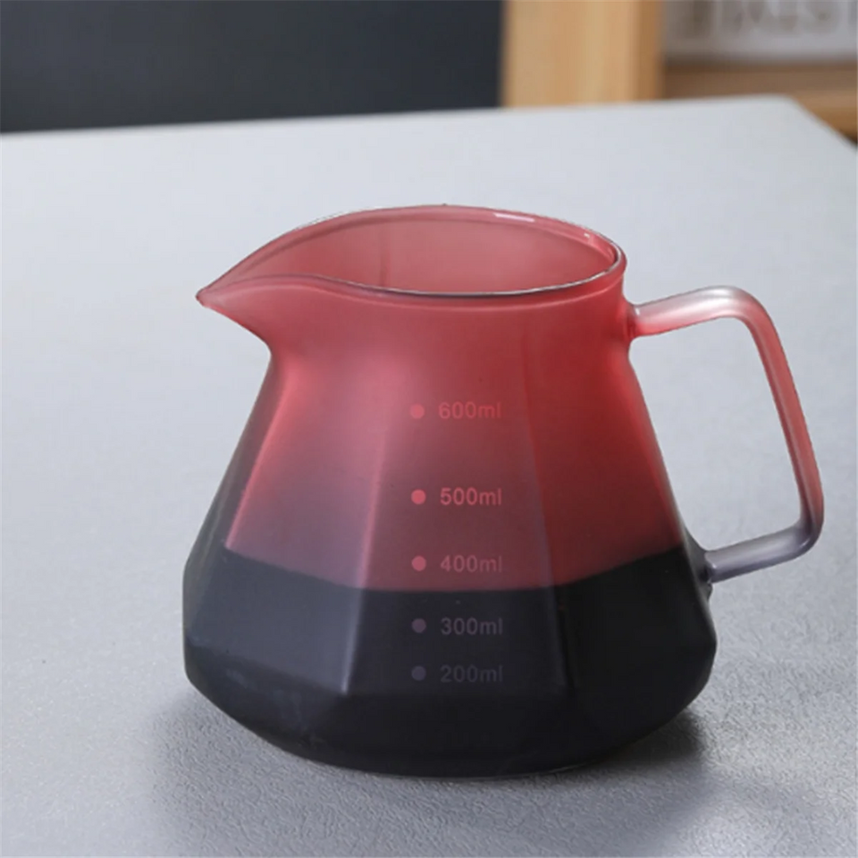 ABKWCoffee Filter Hand Drip Pot Percolators Borosilicate Glass Pour Coffee Tea Set with Walnut Handle