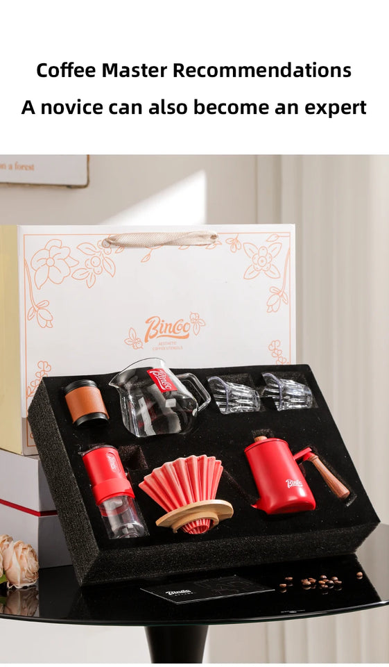 Bincoo Hand Brewed Coffee Pot，Ceramics Filter Cup， Sharing Pot，Hand Brewed Coffee Gift Box Set，Home Barista Kitchen Accessories