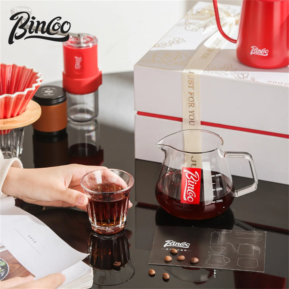 Bincoo Hand Brewed Coffee Pot，Ceramics Filter Cup， Sharing Pot，Hand Brewed Coffee Gift Box Set，Home Barista Kitchen Accessories