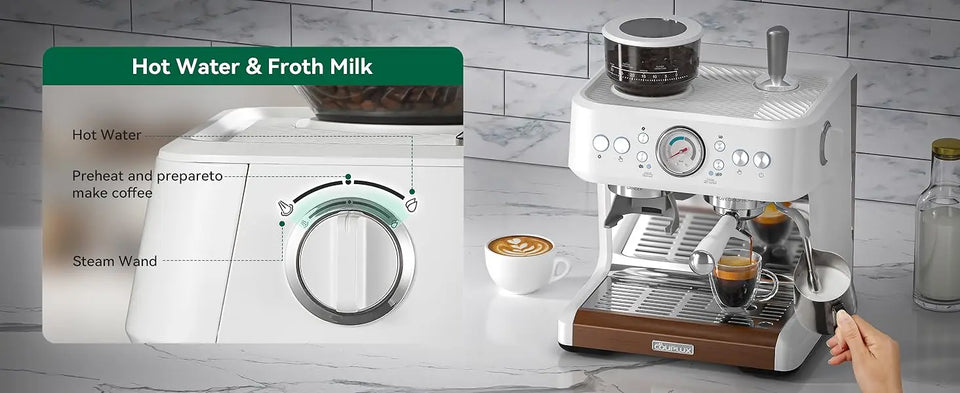 Coffee and Espresso Maker Combo All in One Coffee Machine, 20 Bar Cafe Espresso Machine with Milk Frother for Latte Cappuccino