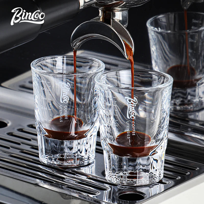 Bincoo Espresso Measuring Cup, Glass Espresso Extraction Cup, Ounce with Scale, Small Milk Cup, Milk Can, Coffee Cup, 50ml
