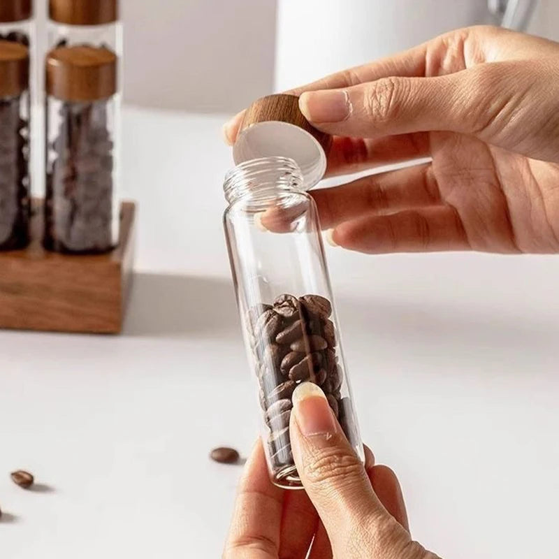 Coffee Bean Display Stand, Coffee Bean Storage, High Borosilicate Coffee Bean Display Stand, for Kitchen, Airtight Coffee Bean.