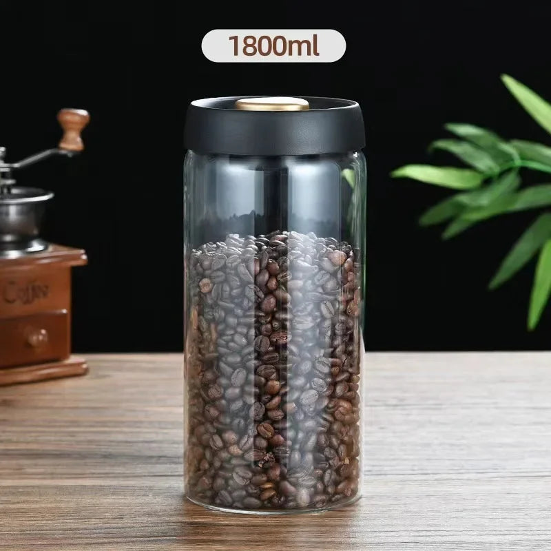 Coffee Can Manual Vacuum Moisture-proof Storage Jar Kitchen High Borosilicate Glass Tea Jar Coffee Bean Storage Sealed Jar