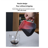 ABKWCoffee Filter Hand Drip Pot Percolators Borosilicate Glass Pour Coffee Tea Set with Walnut Handle