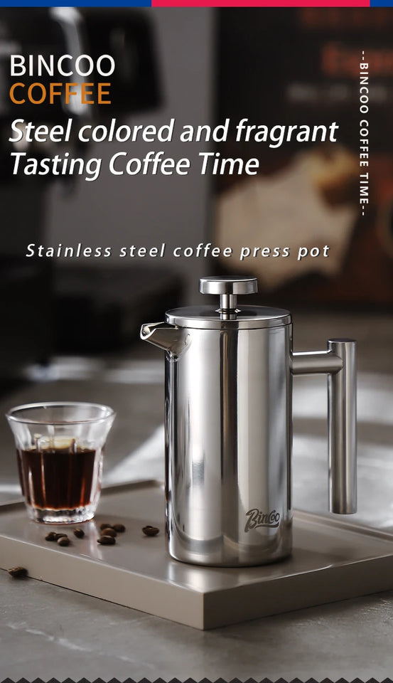 BINCOO 350ml/800ml/1000ml Coffee Maker Pot French Press Coffee Maker Stainless Steel Double Walled Insulated Coffee Maker Pot