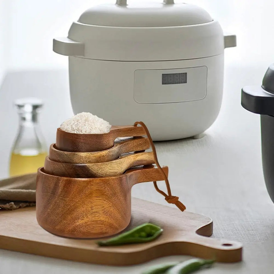 Wooden Measuring Cups And Spoons Set Farmhouse Wooden Coffee Scoop Coffee Beans Sugar Salt Seasoning Scoop Honey Measuring