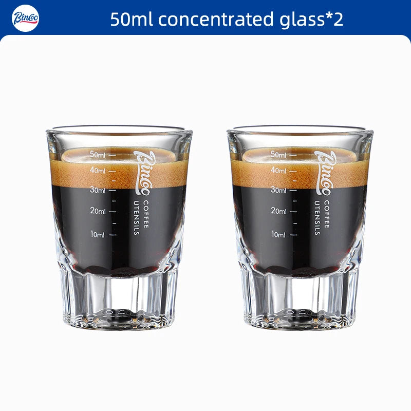 Bincoo Espresso Measuring Cup, Glass Espresso Extraction Cup, Ounce with Scale, Small Milk Cup, Milk Can, Coffee Cup, 50ml