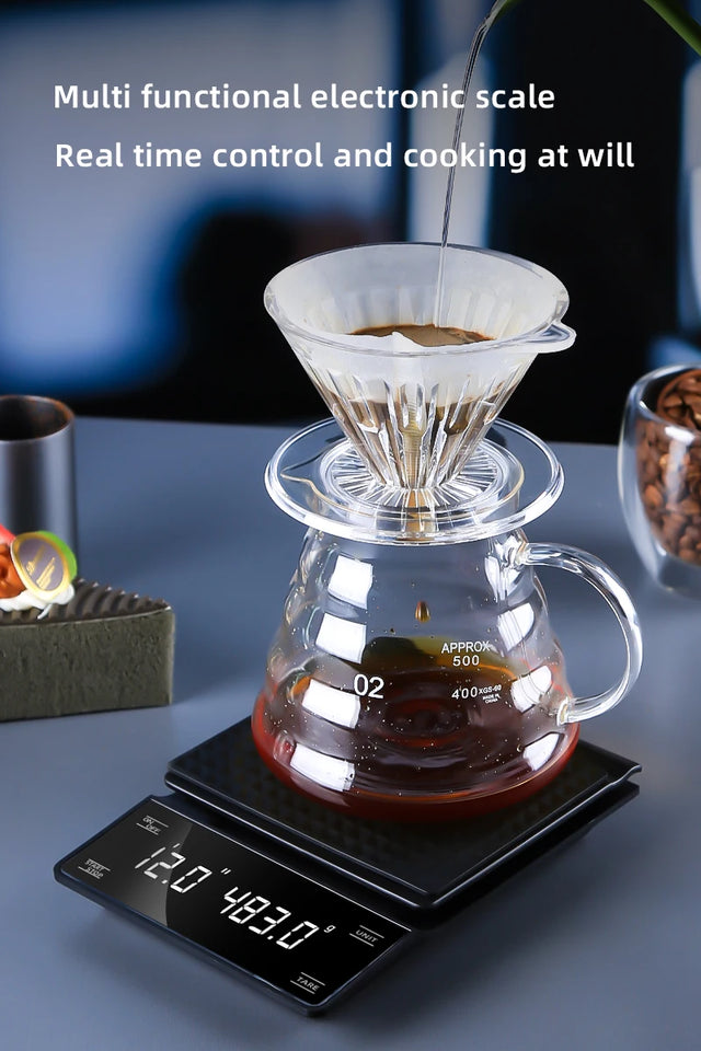 Coffee Scale with Timer 0.1g High Precision Digital Rechargeable for Pour-Over Coffee Espresso Portable Scale for Kitchen Use
