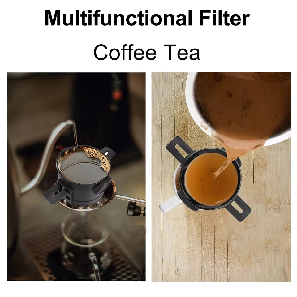 Coffee Powder Filter Cup Portable Foldable Hand Brewing Double-Layer Stainless Steel Coffee Filter Food Grade Pp Restaurant Home